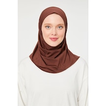Melodi Scarf Kadın Tesettür Hijab Deniz Havuz Spor Uyumlu Bone Kahverengi Kahverengi