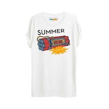 Noıssey Sarı Etiket Navan Yaz Temalı Baskılı T-shirt - W Co20210003w Beyaz
