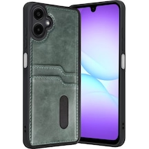 Newface Samsung Galaxy A07 4g Sara Kartvizitli Deri Kılıf - Yeşil