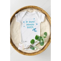 Hediyenza Bu Bayram Şekeriniz Benim Mavi Özel Tasarım Bebek Zıbın Pamuklu Çıtçıtlı Body Beyaz