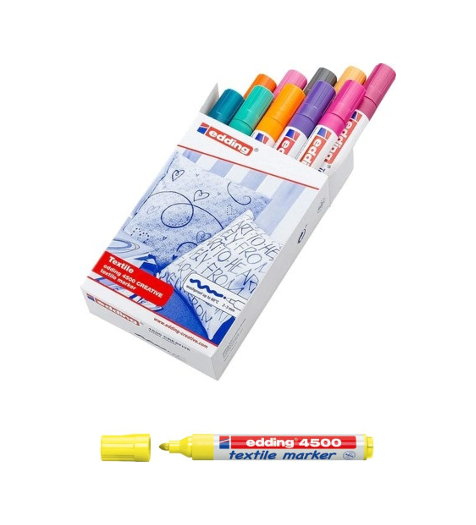 Sarı 10'lu Paket Kalıcı Tekstil , T- Shirt Kalemi / 4500/ 2-3mm Renk Kod :5