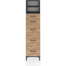 Arges Dolap 2 Raflı 5 Çekmeceli 44x30x182 Antrasit-çam Antrasit