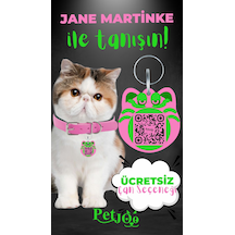 Petjoo 5.Jane Martinke Yeşil-Pembe Qr'lı Kedi Künyesi