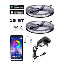 Bluetooth Özellikli Sese ve Müziğe Duyarlı RGB Şerit Led 10 Metre İç Mekan Tak Çalıştır Set