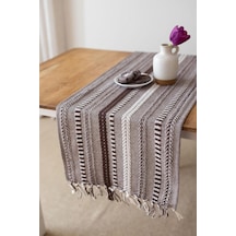 Neula %100 Pamuk Örme Runner 40 X 110 Cm Koyu Kahve Açık Bej