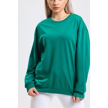 Düşük Omuzlu Kadın Sweatshirt-yeşil