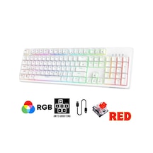 Sarftech Beyaz Rgb Mavi Switch Q Gaming Tam Mekanik Kablolu Klavy
