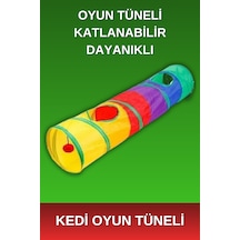 Tineke - Uzun Düz Kedi Oyun Tüneli - Katlanabilir - Gökkuşağı Renkli
