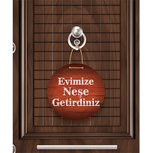 Evimize Neşe Getirdiniz" Yazılı Mdf Kapı Süsü 22.5 Cm Dekoratif Halat Askılı Giriş Dekoru Ekru
