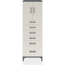 Hyperion Dolap Tek Raflı 6 Çekmeceli 2 Kapaklı 60x44x182 Antr... Antrasit