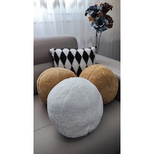 3'lü Top Kırlent / Yastık 2 Büyük Hardal - 1 Büyük Ekru 40cm /