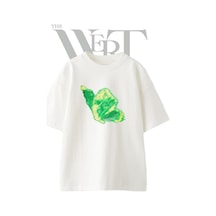 Thewert Green Luminous Wing Tasarım Baskılı Ünisex Beyaz Oversize T-shirt