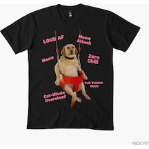 Flood Of Style Zero Chill Doggo Erkek Kadın Tişörtü %100 Pamuklu Tişörtler Kısa Kollu Üstler 1212-3 Siyah