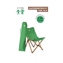 Bag The Joy Kids Ahşap Katlanır Kamp Sandalyesi Kahverengi - Yeşil