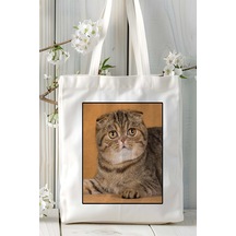 Art Hediye Foldex Kedisi Kedi Baskılı Omuz Çanta Kişiye Özel Model 3 Çok Renkli