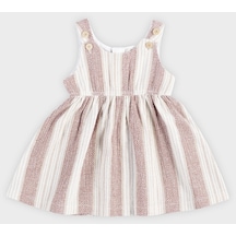 Panço Kız Çocukçizgi Desenli Jile Ekru 2411gb31001-4104 001