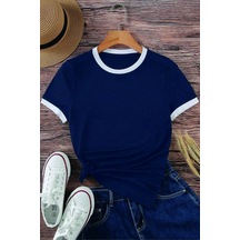 Unisex Lacivert Penye İnterlok Tişört