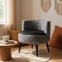Azra Mobilya Sydney Modern Desenli Döşemeli Berjer Leopar Desen, Konforlu, Dekoratif Tekli Koltuk Leopardesen