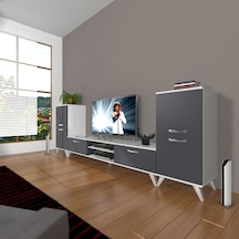 Decoraktiv Eko On2 Mdf Dvd Retro Tv Ünitesi Tv Sehpası Beyaz - Antrasit