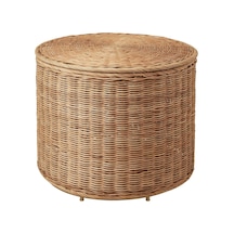 Rattan, Kapaklı Saklama Gözlü Puf Meridyendukkan, El Yapımı Saklama Kutusu