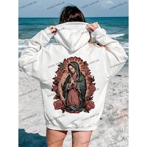 Y2k Trend Sezon Unisex Retro Sweatshırt Kapşonlu Kod 1911 Trz2326 Beyaz