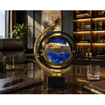 Gold Frame Hareketli Kum Sanatı Dekoratif Masa Lambası Modern Ofis & Salon Dekoru