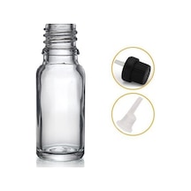 20ml Şeffaf Cam İçten Damlalıklı Şişe Siyah Kapak, 12 Adet, Damlalıklı Şişe, Damlatmalı Şişe