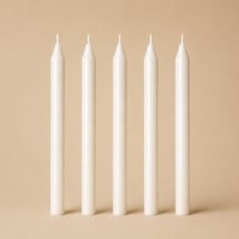 Ns-era 5'li Beyaz Dalga Dokulu Uzun Kokusuz Şamdan Mum 24 Cm X 2 Cm Çok Renkli