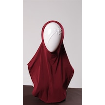 Hürrem Bone Bordo Pratik Hazır Geçmeli Genç Tesettür Bone Sandy Kumaş Düz Hijab 2312 16 Bordo