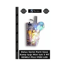 Delux Serisi Parti Süsü Kamp Işığı Mini Işık 5 Mt Renkli Pilli Peri Led