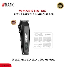 Wmark Ng-125 Şarjlı Siyah Saç Kesme Makinesi 7500 Rpm 2000 Mah Ayarlanabilir Profesyonel Clipper 3 saat