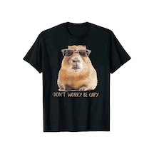 Tarzsokak Siyah Lar İçin Baskılı Komik Kapibara Tshirtretro Desen Yaz Yuvarla Siyah