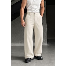 Tarz Cool Erkek Baggy Fit Old Money Cep Detaylı Pantolon Bej