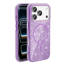 Apple Uyumlu iPhone 17 Pro Kılıf M-safe Şarj Özellikli Parlayan Simli Zore Okso Kapak Mor Apple Uyumlu iPhone 17 Pro Kılıf M-safe Şarj Özellikli Parlayan Simli Zore Okso Kapak Mor