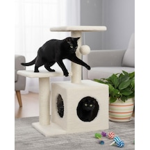 Reyo Pet Çift Basamaklı Yuvalı Kedi Tırmalaması Krem