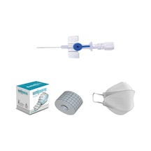 Galena Branül Mavi İntraket 22 G 100 Adet + Unipore 5 x 5 Plaster+ F95 Beyaz Maske Set