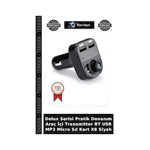 Delux Serisi Pratik Donanım Araç İçi Transmitter Bt Usb Mp3 Micro Sd Kart X8 Siyah