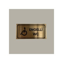 Gold Aluminyum Kapı İsimliği Engelli Wc Yazılı Arkası Yapışkanlı 10x20 Cm