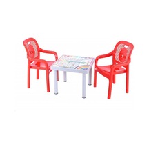 Sağlam Plastik Mandella Rubi Türkçe Desenli Çocuk Masası 2 Adet Rubi Çocuk Koltuk Kırmızı