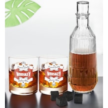 Bk Gift Kişiye Özel İsimli Dtf Premium Whiskey Tasarımlı İkili Viski Kadehi, Viski Taşı Ve Karaf Seti-2, Arkadaşa Hediye, Sevgiliye Hediye Kobitmeyenc