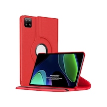 Xiaomi Pad 6 İçin Kılıf 360 Rotating Stand Deri Kırmızı Pad 6 İle Uyumlu Kılıf - Kırmızı