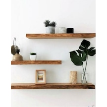 Doğal Ahşap 20x65x4 Cm 3'lü Gizli Bağlantılı Raf Ahşap