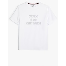 Koton Spor Tişört Slogan Baskılı Kısa Kollu Bisiklet Yaka Beyaz 4sam10109nk Beyaz