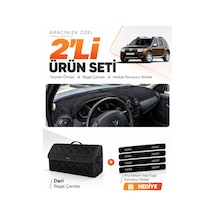 Dacia Duster 1.nesil Makyajsız 2009-2013 Uyumlu Torpido Örtüsü + Deri Bagaj Çantası Seti - Siyah