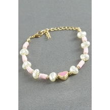Ilkeshop Kalp Fimo İnci Bileklik - Pembe