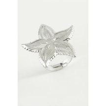 Çiçek - 454 - Metal Yüzük - Nazblsmm - Gümüş Rengi