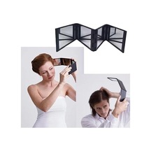 4 Yönlü Ayna 360 Derece El Tipi Masaüstü Taşınabilir Katlanabilir Makyaj Aynası Kendi Saçınızı Kesmek İçin Makyaj Aynası Güzellik Aracı Siyah