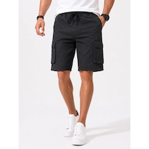 Classics Men Erkek Comfort Fit Keten Bel Lastikli Cepli Kapri Şort Açık Gri