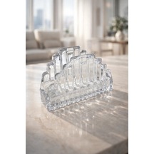 Grandora 2'li Cam Peçetelik Şeffaf Dekoratif Lüks Kristal Görünümlü Peçete Tutucu (En:12CM, Boy: 12CM)