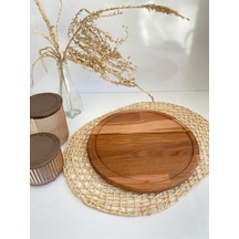 Yuvarlak Doğal Ahşap Sunum Tabağı Ahşap Sunumluk Kayın/gürgen Çap:30cm Çok Renkli
